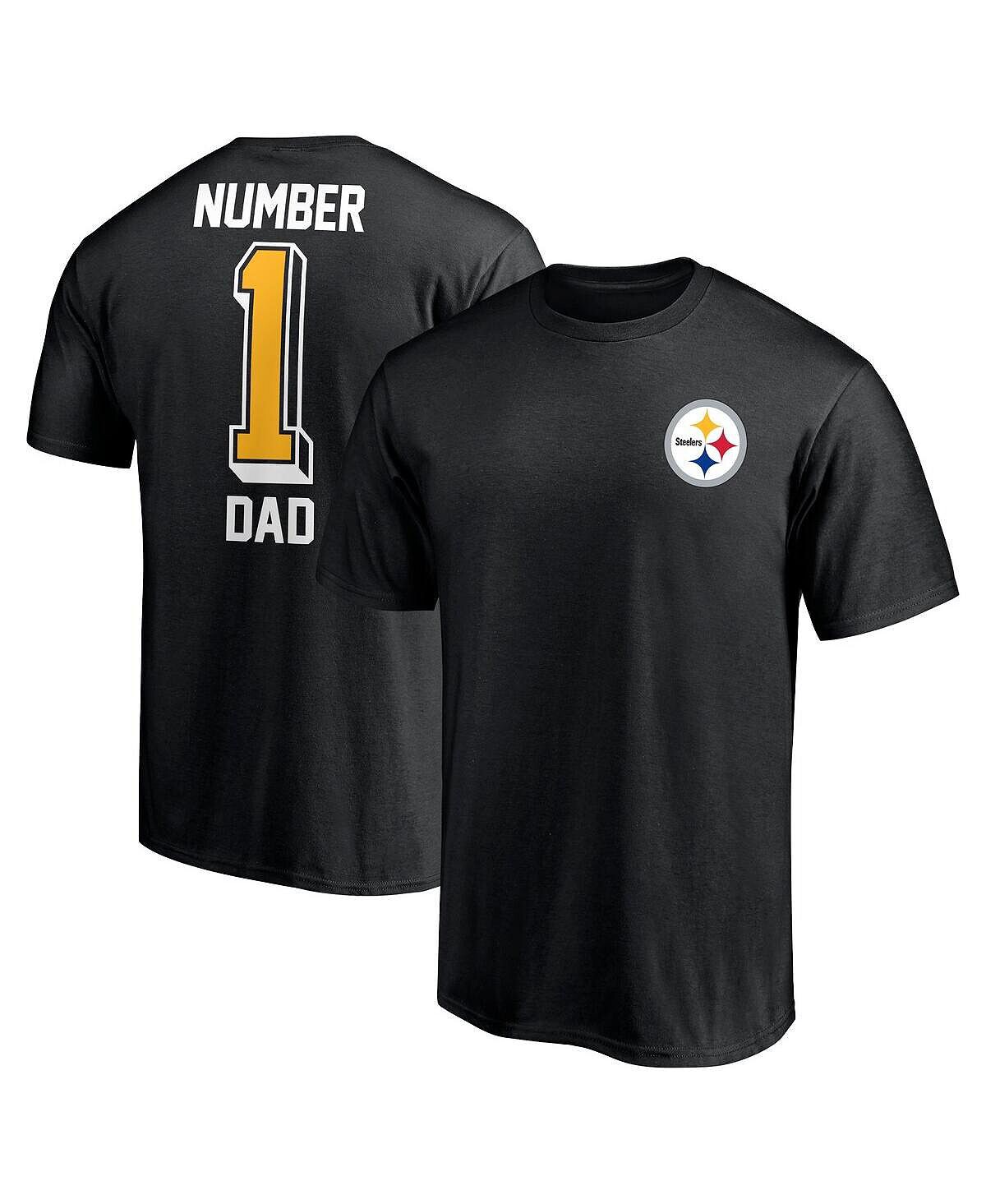 

Мужская фирменная черная футболка pittsburgh steelers #1 dad Fanatics, черный