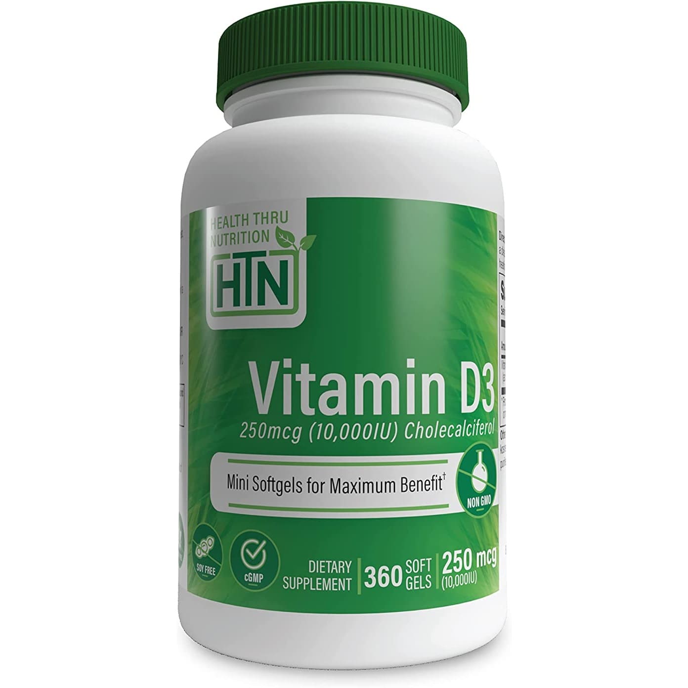 Витамин D3 10000 МЕ 250 мкг холекальциферол Health Thru Nutrition, 360 капсул витамин d3 25 мкг 1000 ме 360 капсул lake avenue nutrition