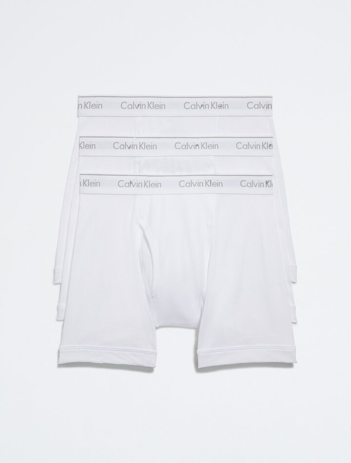 

Хлопковые классические трусы-боксеры из 3 пар Calvin Klein, белый