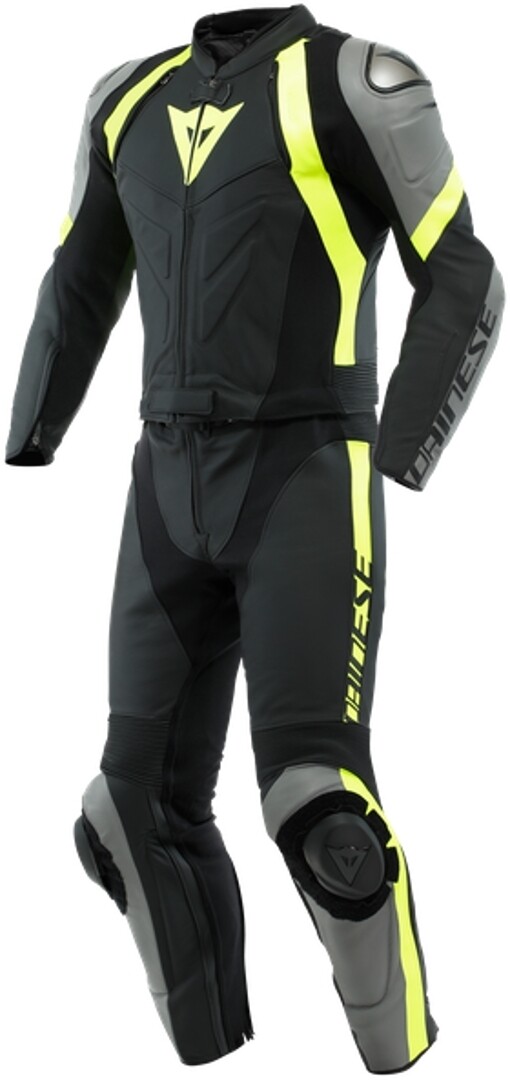 

Dainese Avro 4 Двухкомнатный кожаный костюм для мотоциклов, черный/серый/желтый
