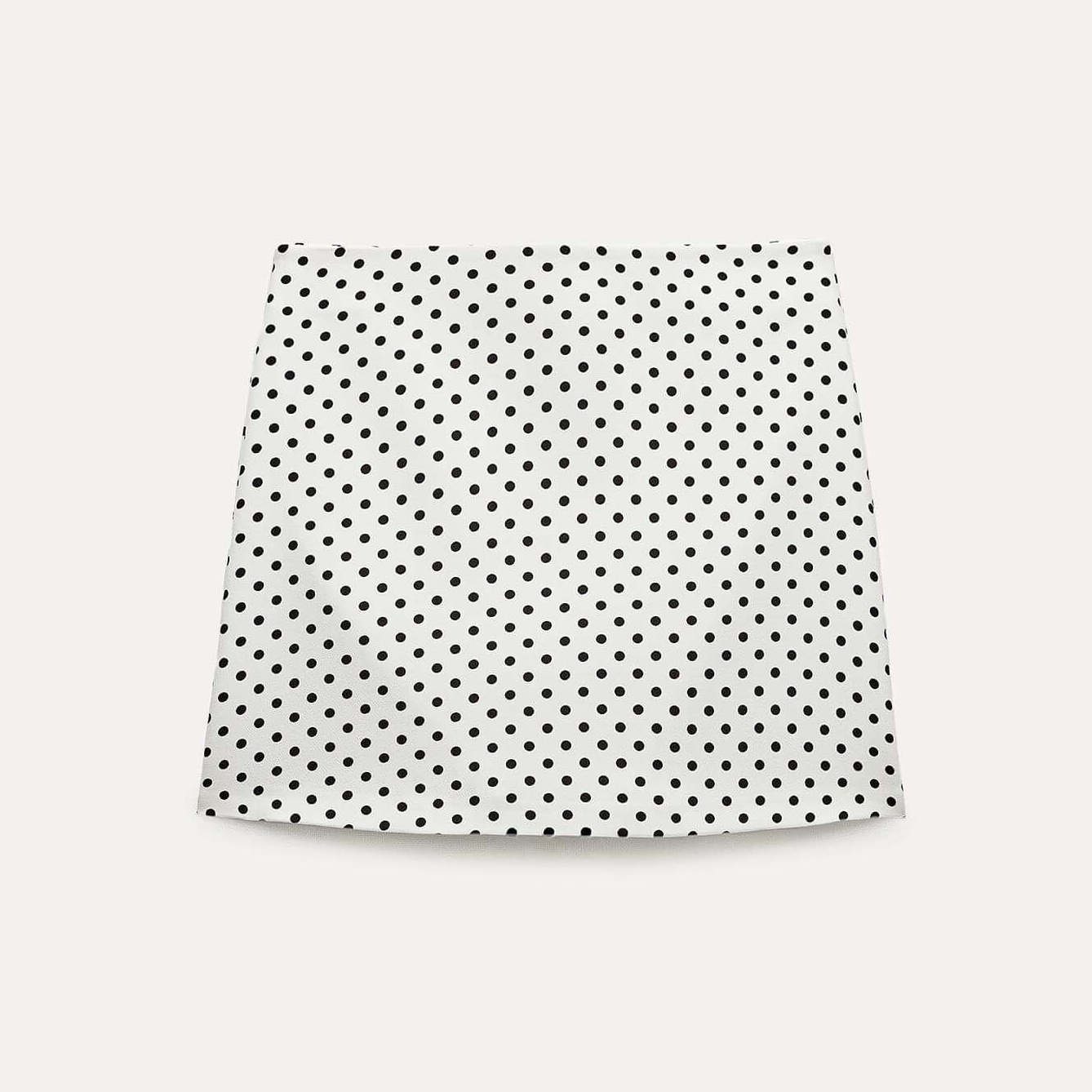 Юбка-мини Zara ZW Collection Polka Dot, белый рубашка zara zw collection polka dot print черный белый