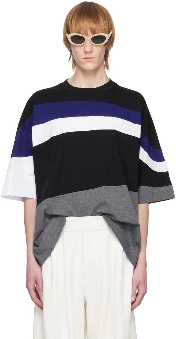 

Черная полосатая футболка Dries Van Noten, Черный