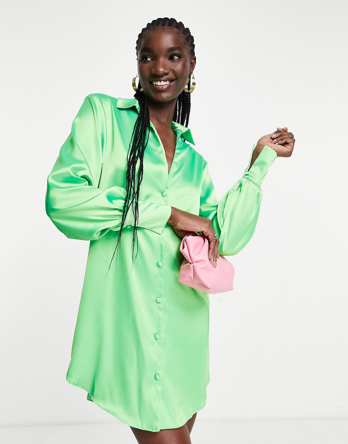 

Атласное платье-рубашка мини с напуском ASOS DESIGN