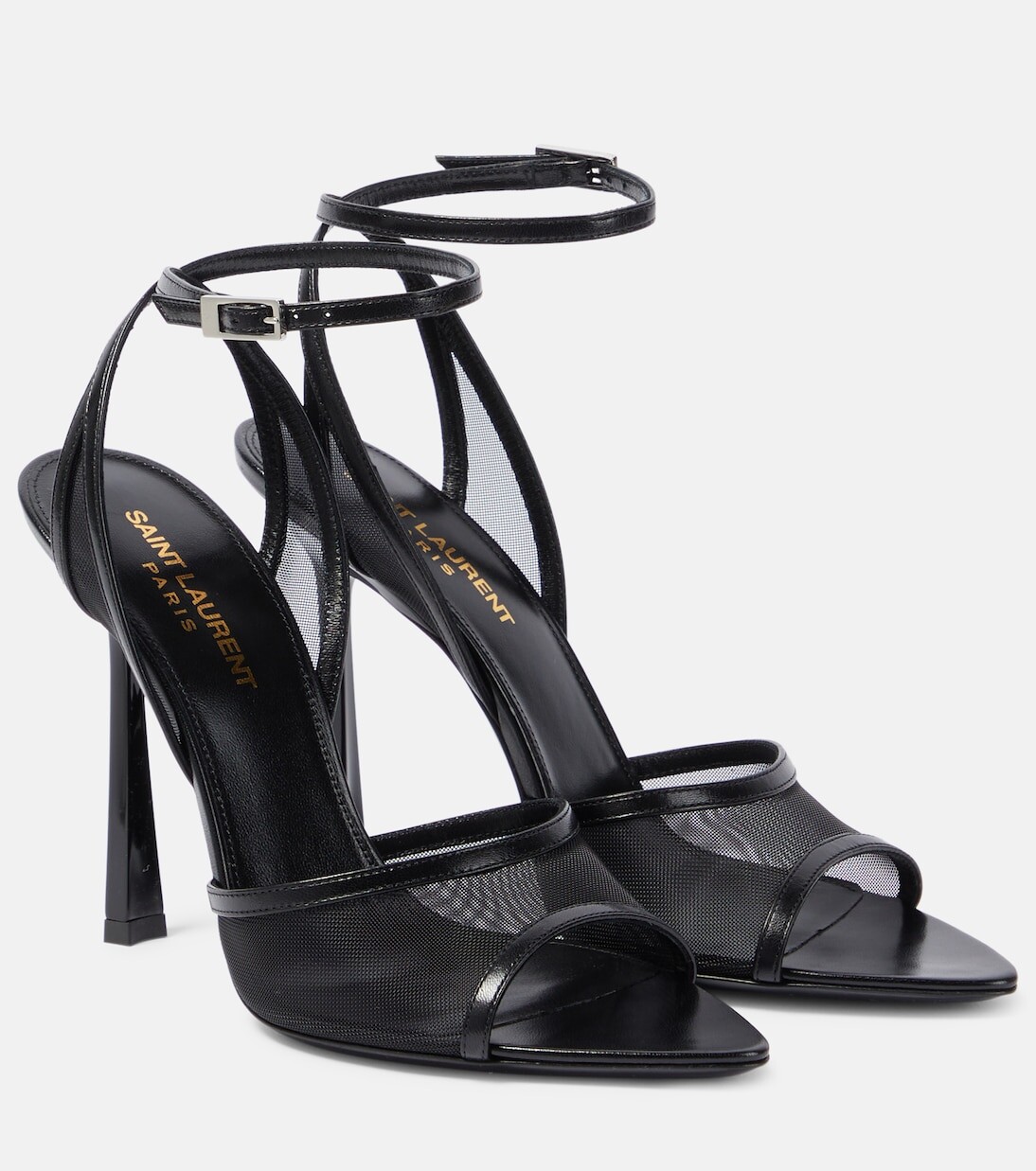

Босоножки missy 110 в сетку с кожаной отделкой Saint Laurent, черный