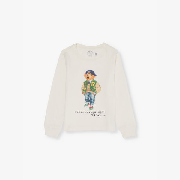 

Футболка с длинными рукавами из хлопка с принтом поло для мальчиков Polo Ralph Lauren, белый