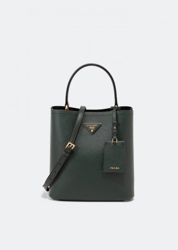 

Сумка PRADA Panier leather bag, зеленый
