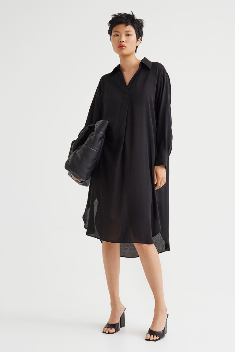 

Платье-рубашка из лиоцелла H&M, черный