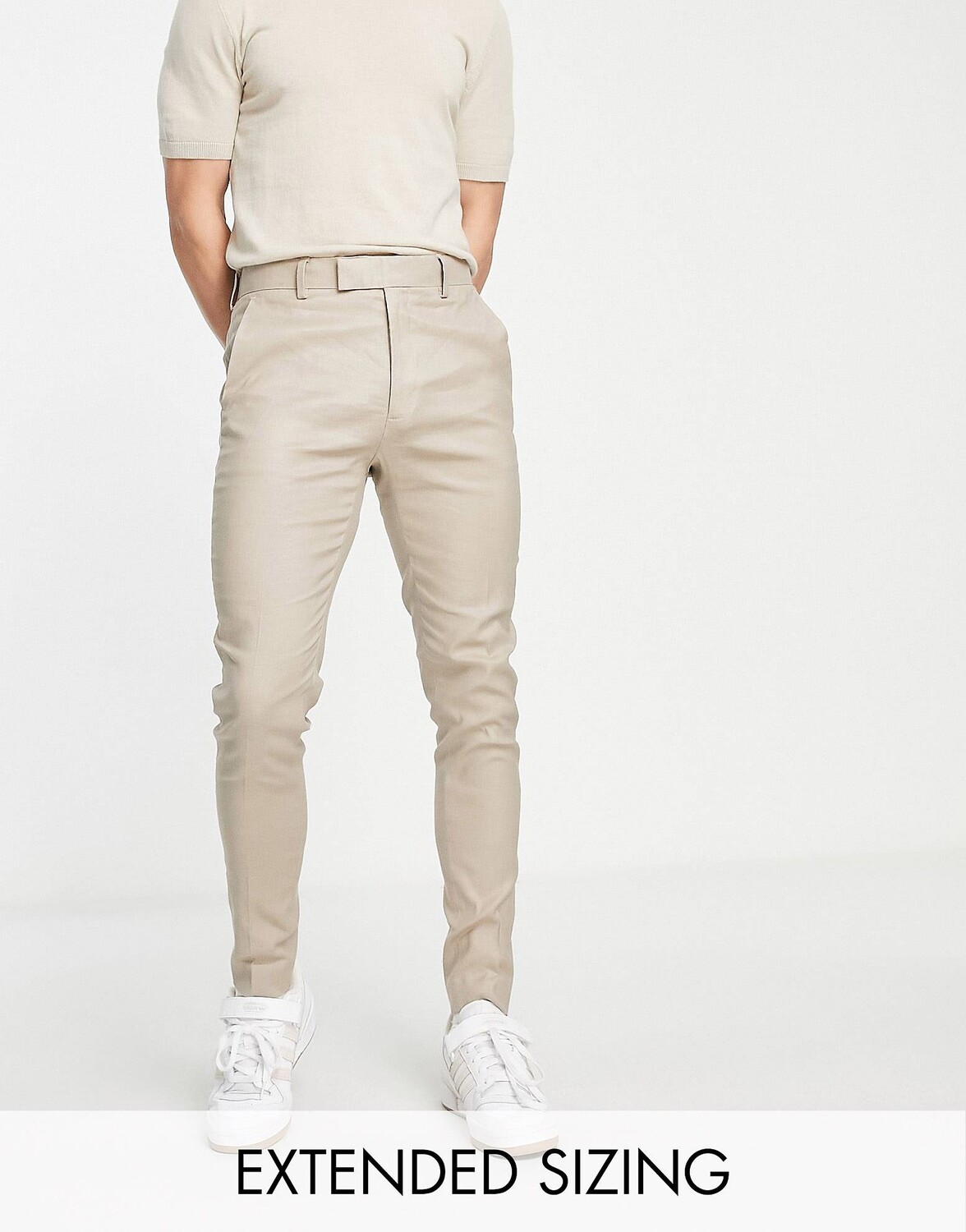 

Суперузкие элегантные брюки из смеси льна ASOS DESIGN с камнем, Серый