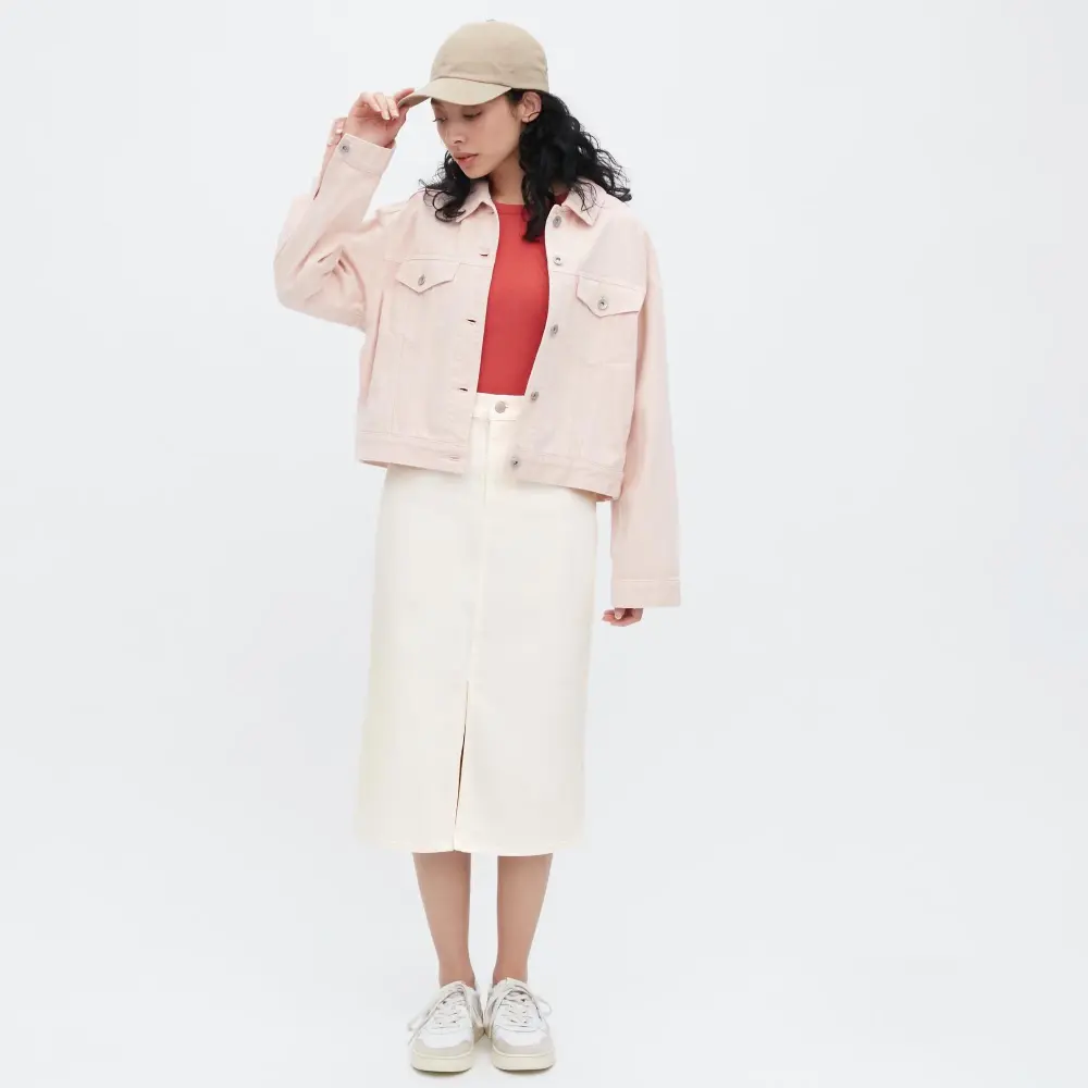 

Юбка Uniqlo Denim Narrow Midi, белый