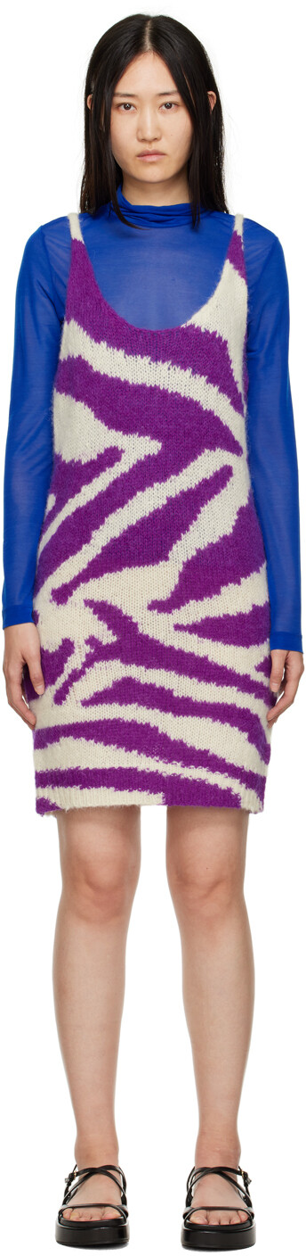 

Фиолетово-белое мини-платье Zebra Dries Van Noten