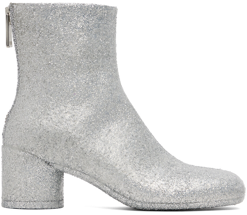 

Серебряные блестящие сапоги MM6 Maison Margiela, Серый, Серебряные блестящие сапоги MM6 Maison Margiela