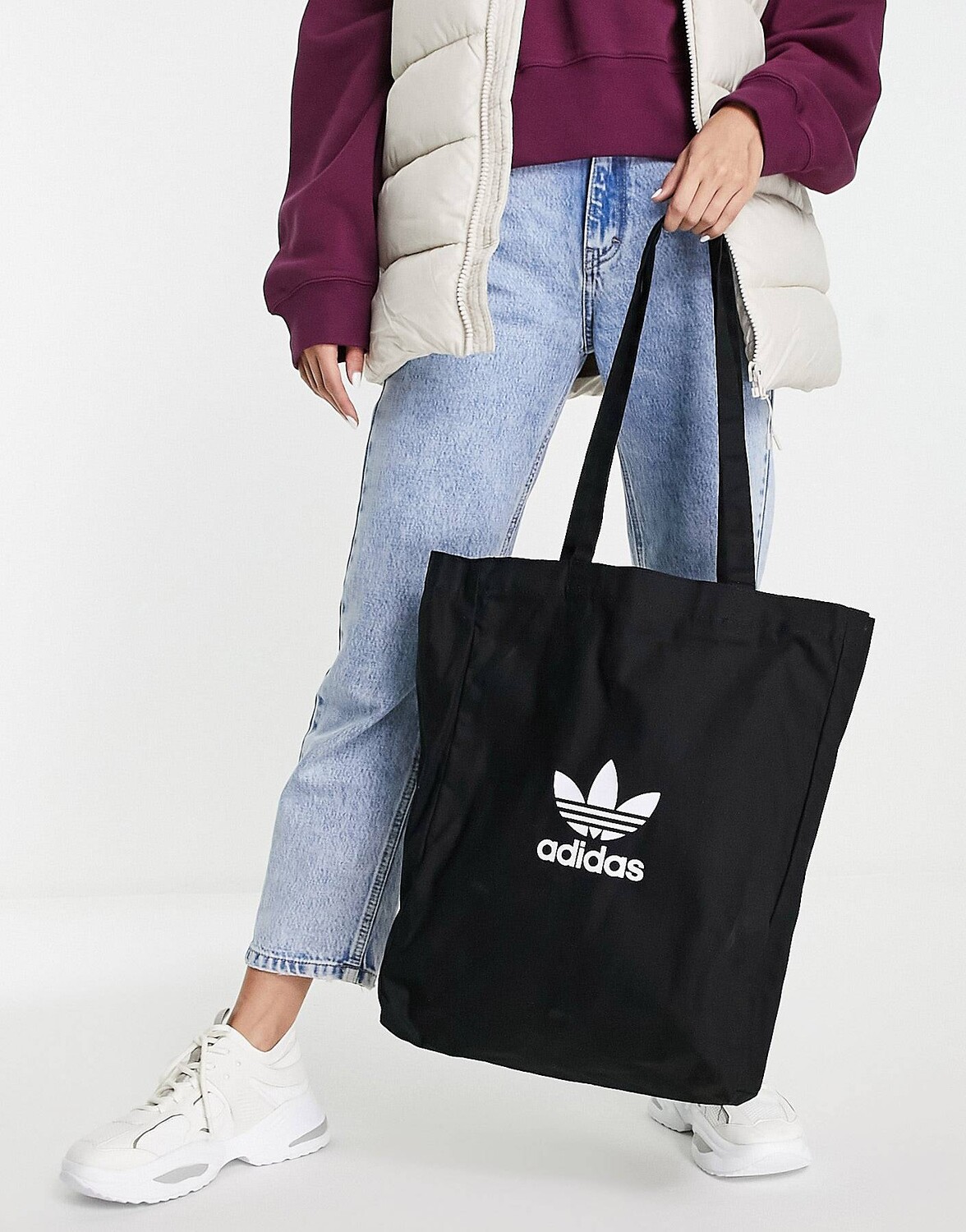 

Черная сумка-шопер с трилистником adidas Originals