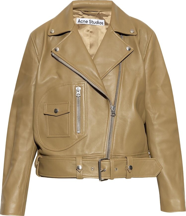 

Куртка Acne Studios New Merlyn Leather Jacket 'Olive Green', зеленый
