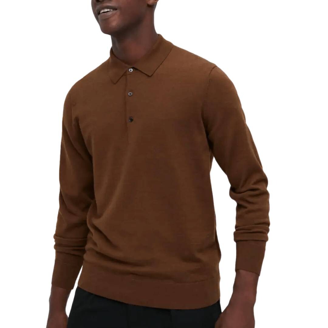 

Рубашка-поло Uniqlo Extra Fine Merino, коричневый