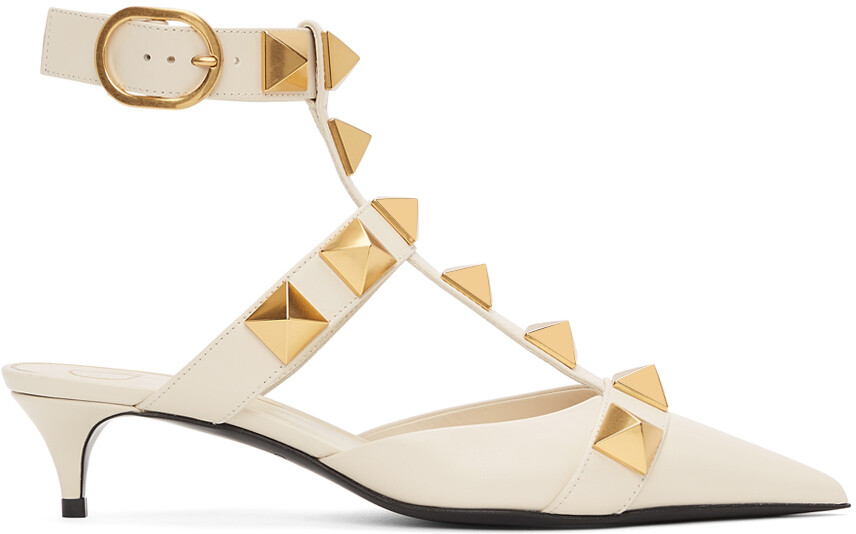 

Белые средние римские туфли на шпильках Valentino Garavani