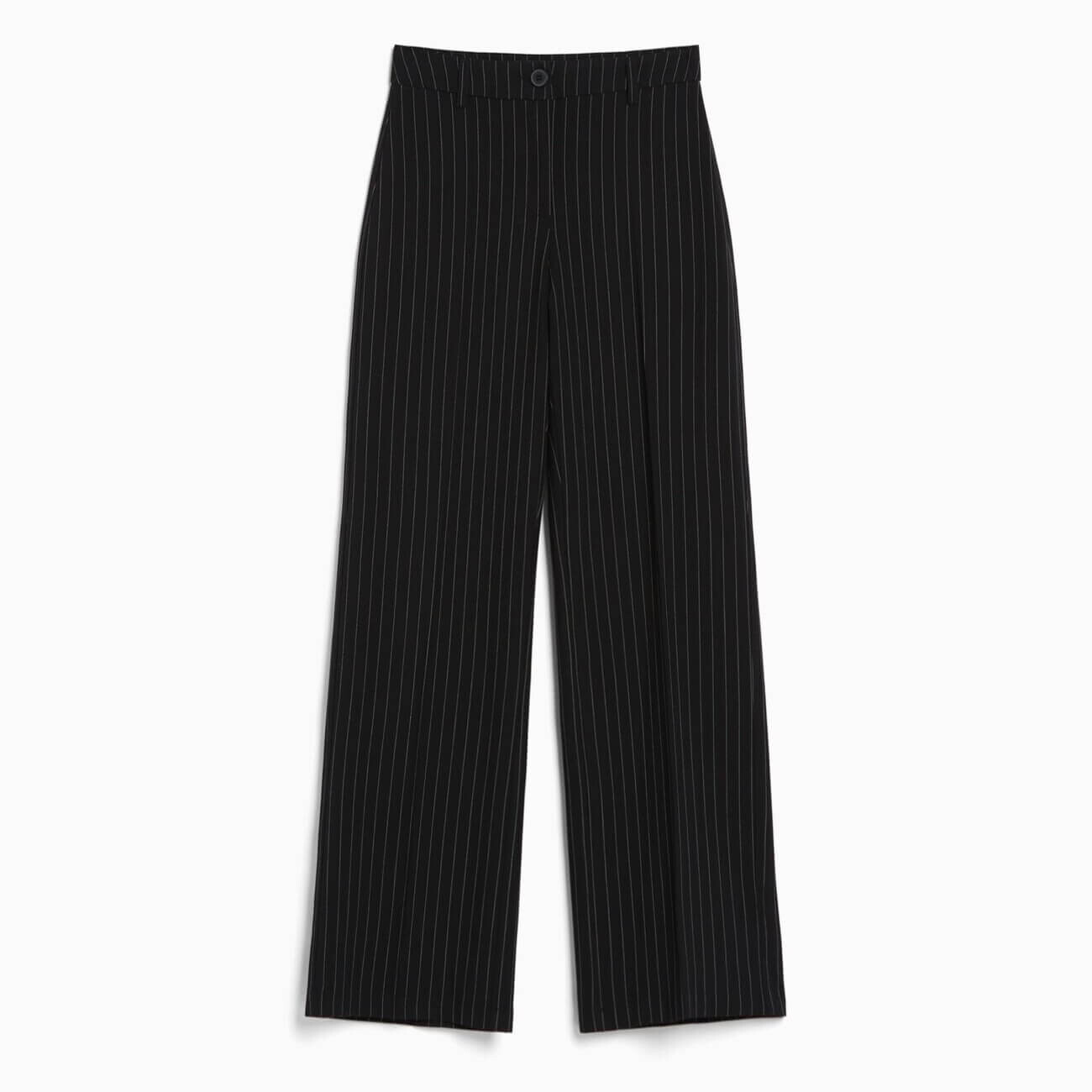 

Брюки Bershka Wide-leg With Belt Loops, белый/черный