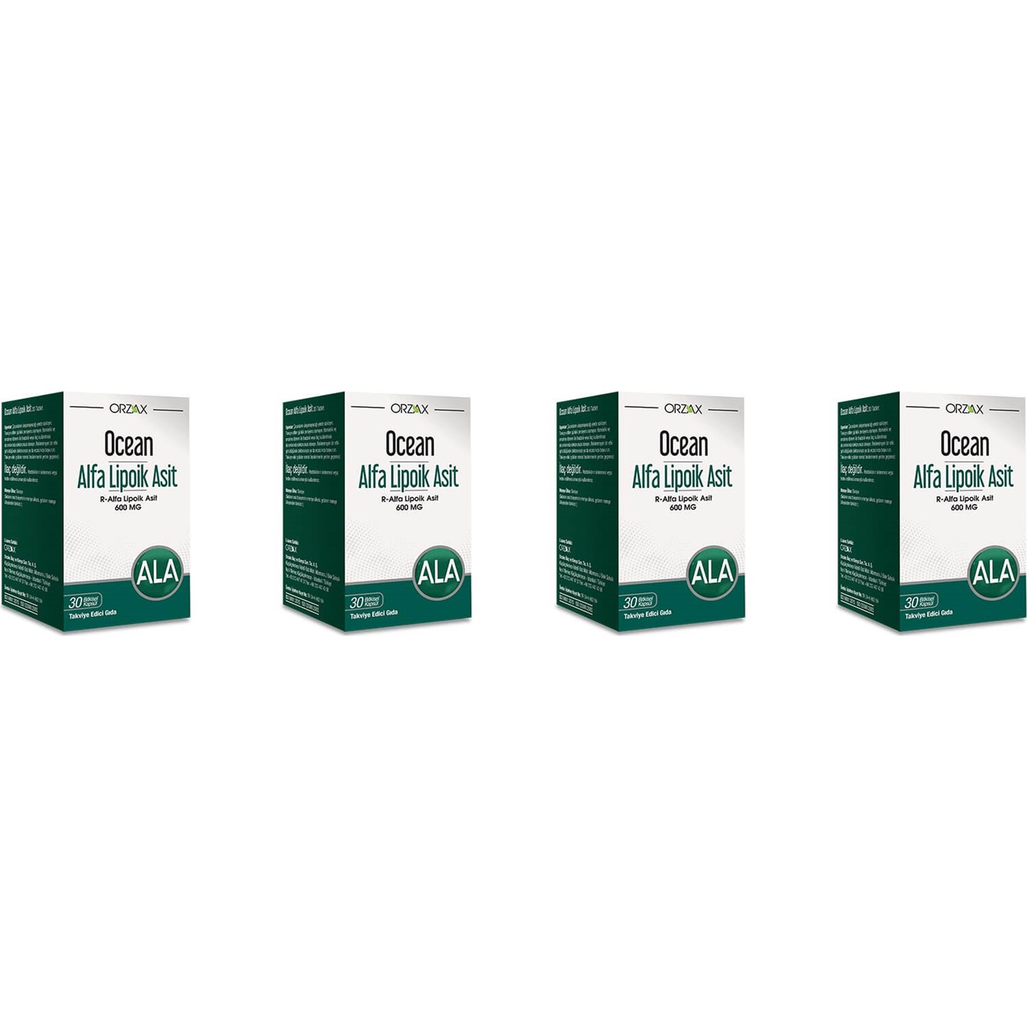 Альфа-липоевая кислота Orzax 600 мг, 4 упаковки по 30 капсул mason natural alpha lipoic acid 200 mg 60 capsules