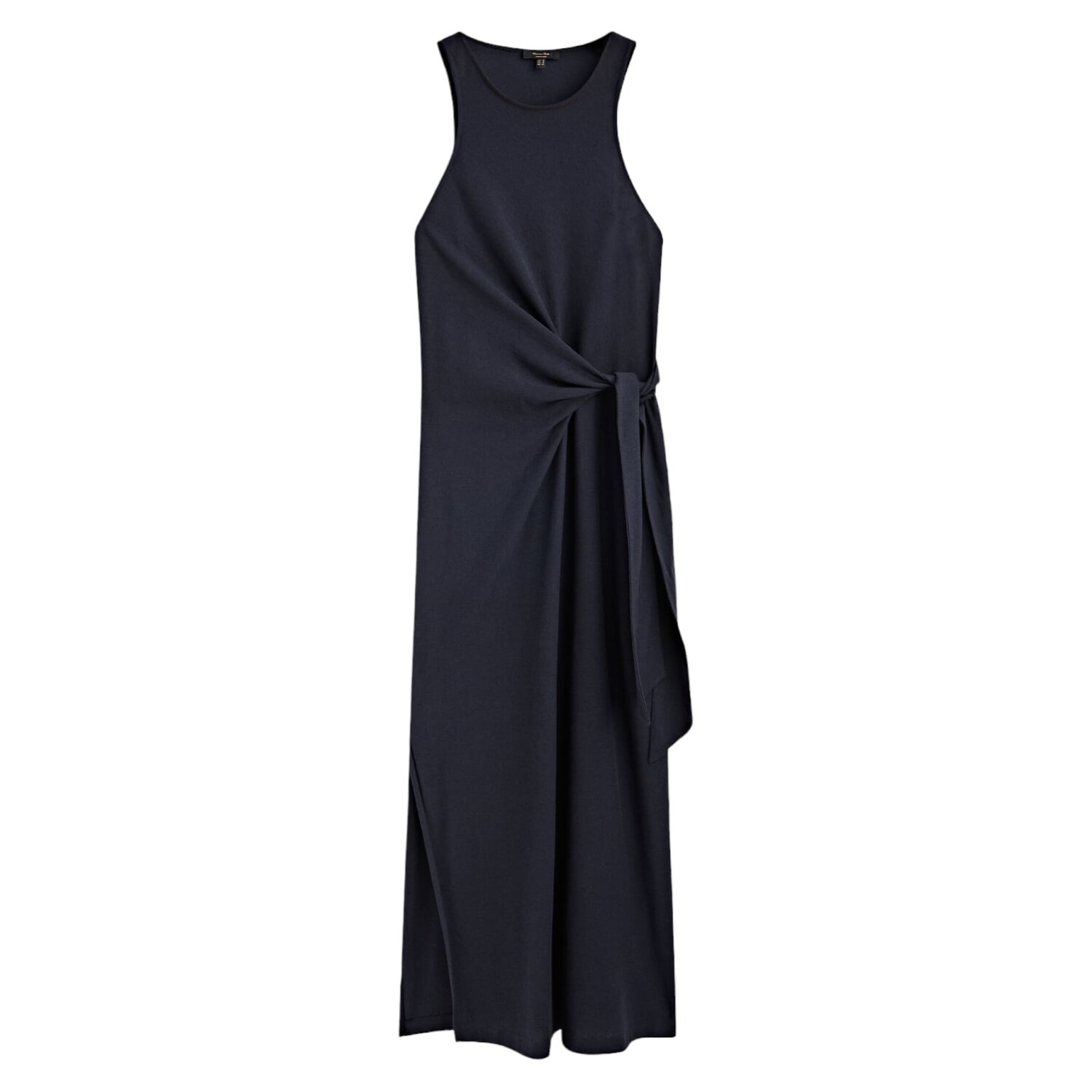 

Платье Massimo Dutti Midi With Knot Detail, темно-синий