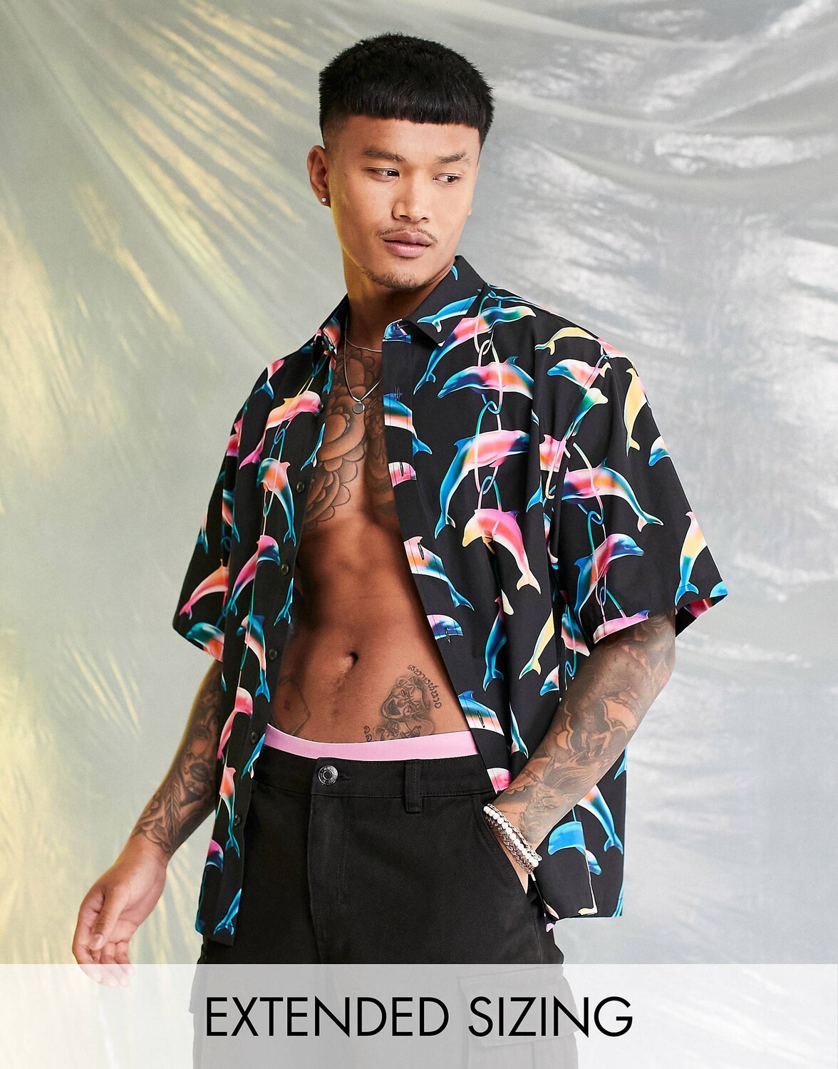 

Рубашка свободного кроя свободного кроя с принтом дельфинов ASOS DESIGN