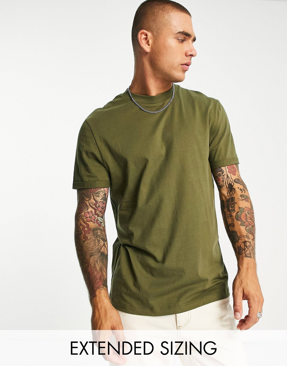 

Футболка цвета хаки с отворотами ASOS DESIGN