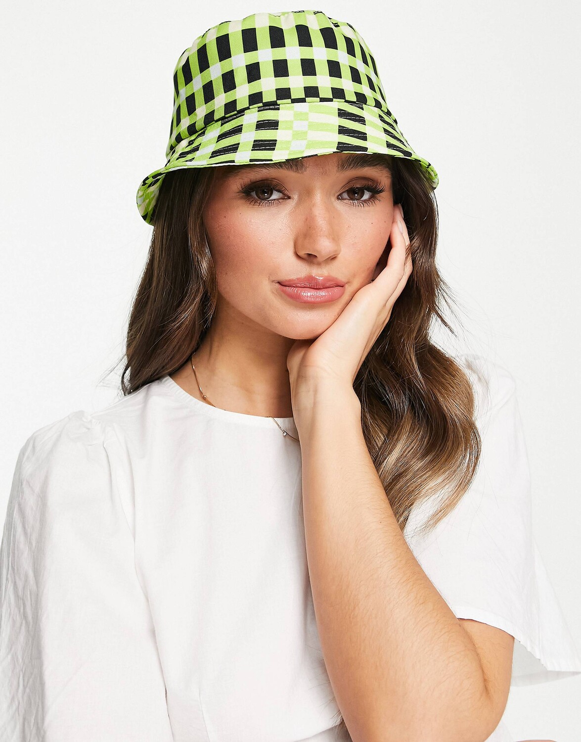 

Зеленая панама Topshop в мелкую клетку