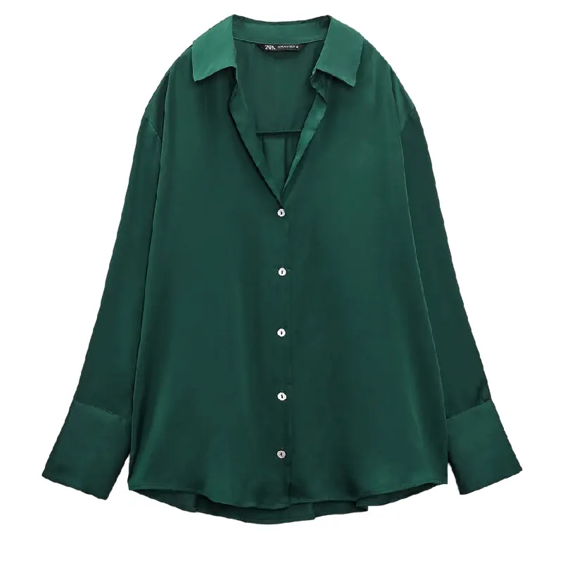 

Рубашка Zara Flowing Satin, темно-зеленый