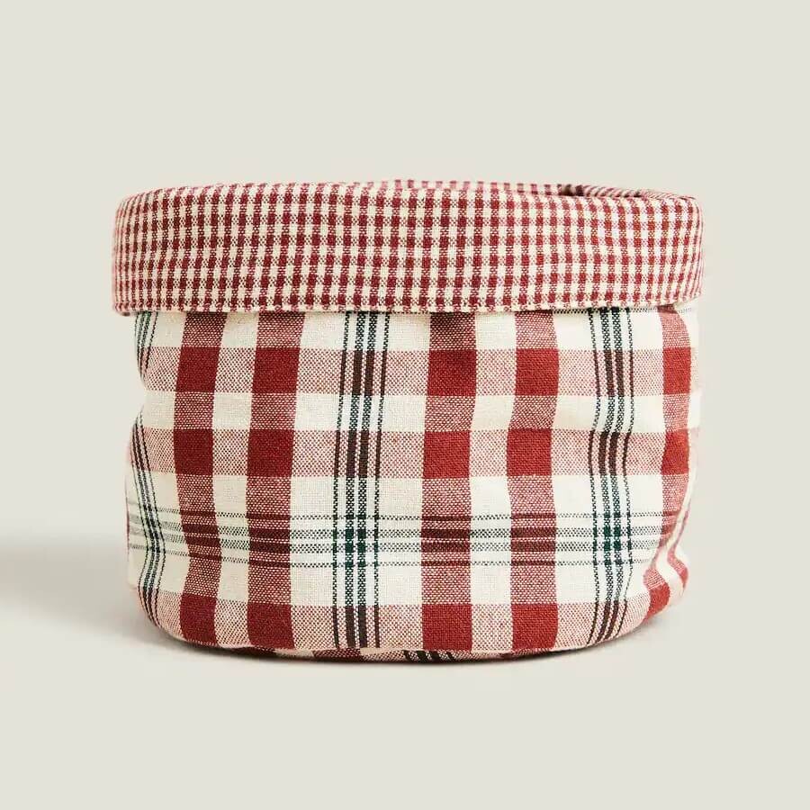 

Корзина для хлеба Zara Home Christmas Check, красный/белый/зеленый