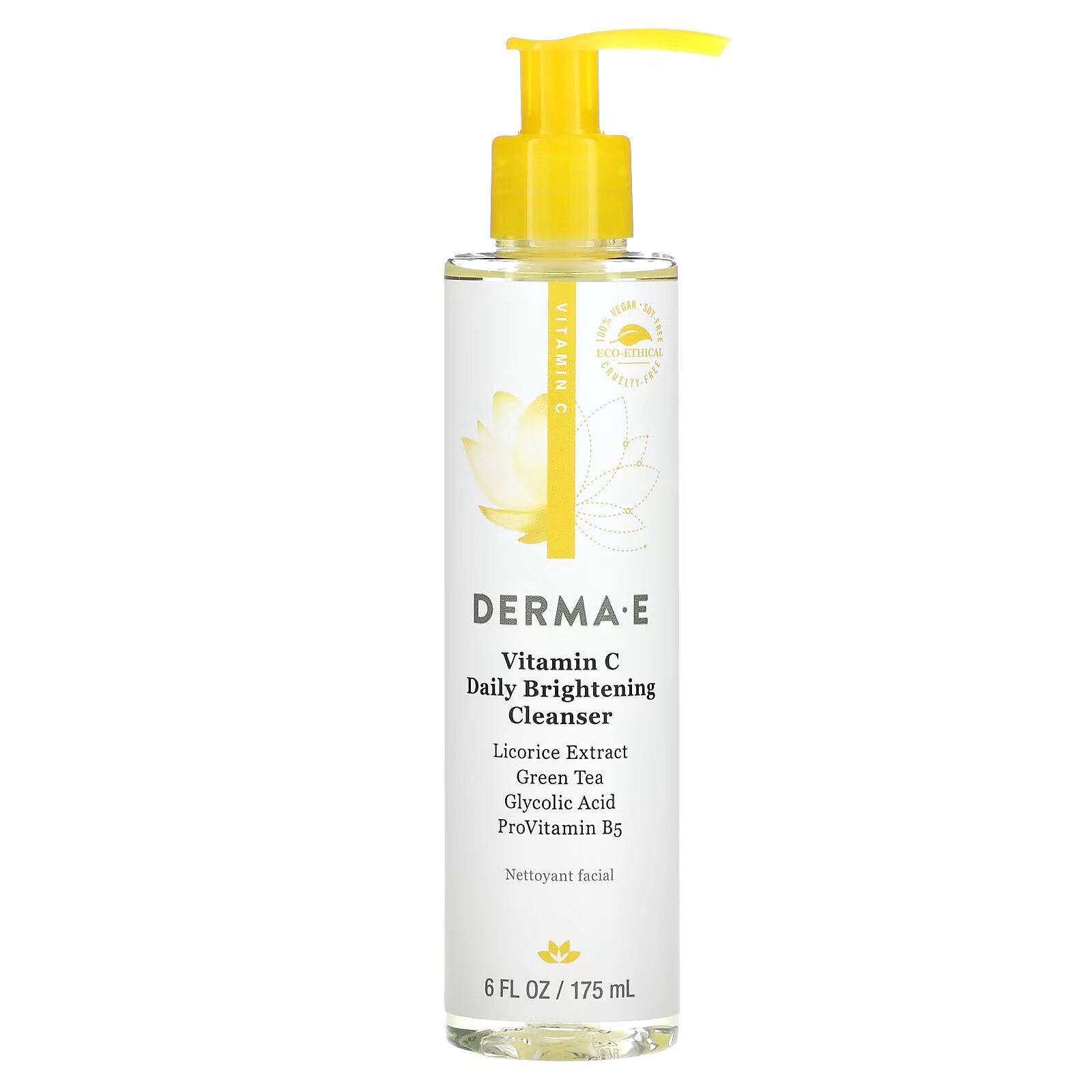 DERMA E, Очищающее осветляющее средство с витамином C для ежедневного применения, 175 мл (6 жидк. унций) очищающее средство для кожи с антиоксидантами derma e 175 мл