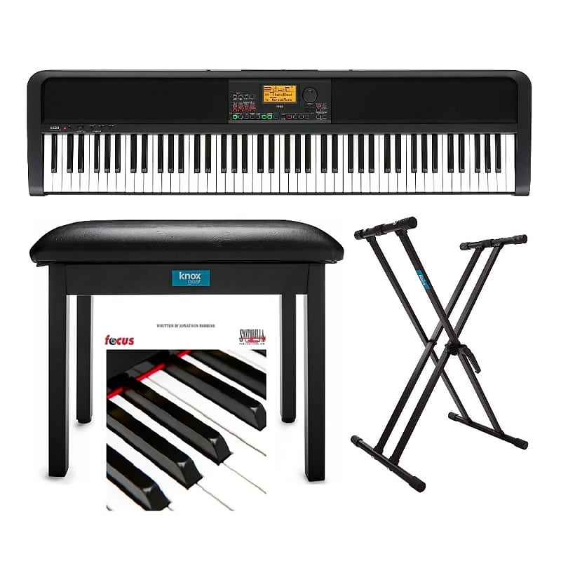 цена Комплект цифрового ансамблевого пианино Korg XE20 с 88 клавишами Natural-Touch, подставкой для клавиатуры, скамейкой для фортепиано и учебной книгой/CD Korg XE20 88-Key Natural-Touch Digital Ensemble Piano Bundle