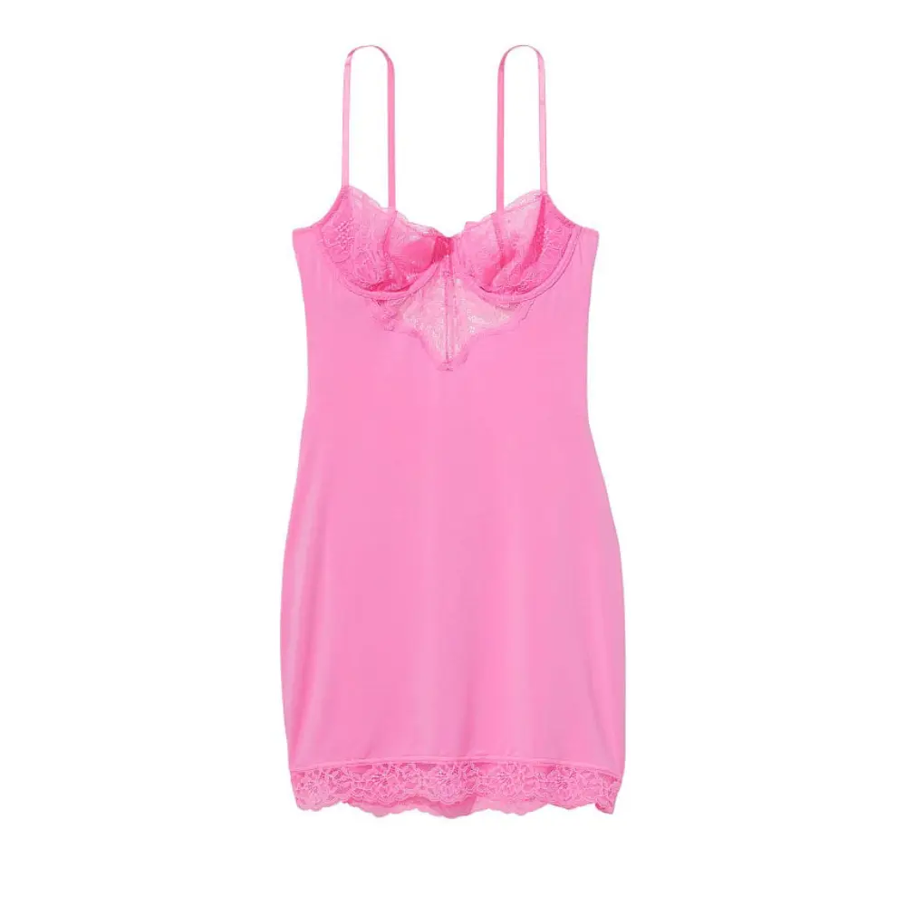 

Платье мини-слип Victorias Secret Modal & Lace Mini Slip, розовый