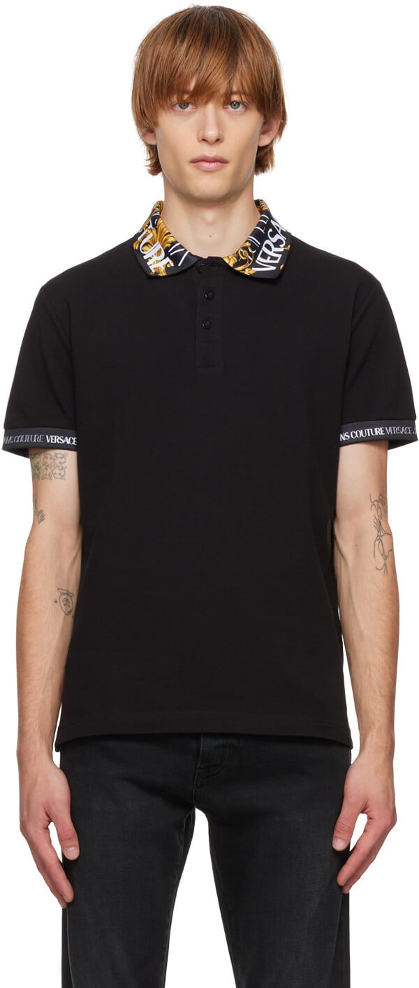 

Поло Black Regalia с воротником в стиле барокко Versace Jeans Couture, Черный
