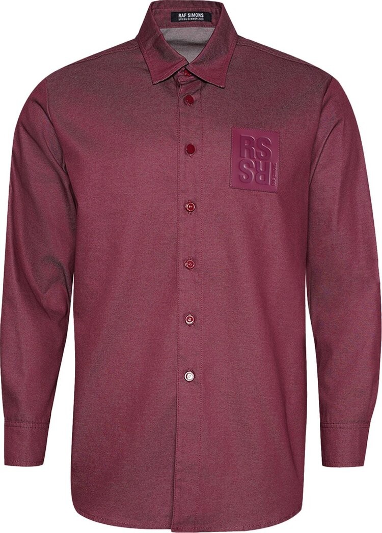 

Рубашка Raf Simons Straight Fit Denim Shirt With Leather Patch 'Burgundy', красный