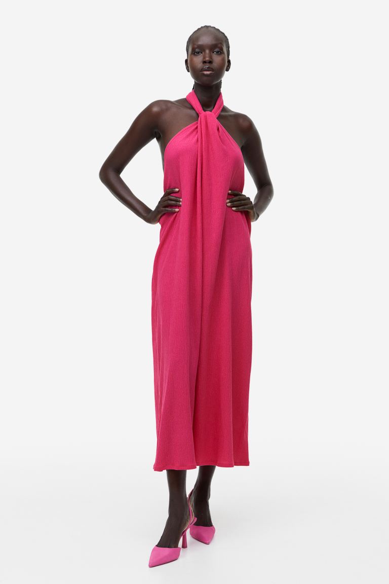 цена Длинное платье с вырезом халтер H&M, вишневый
