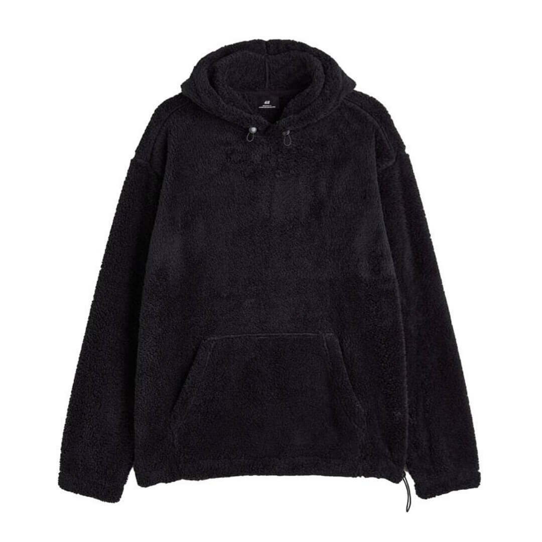 

Флисовая толстовка H&M Relaxed Fit Pile, черный