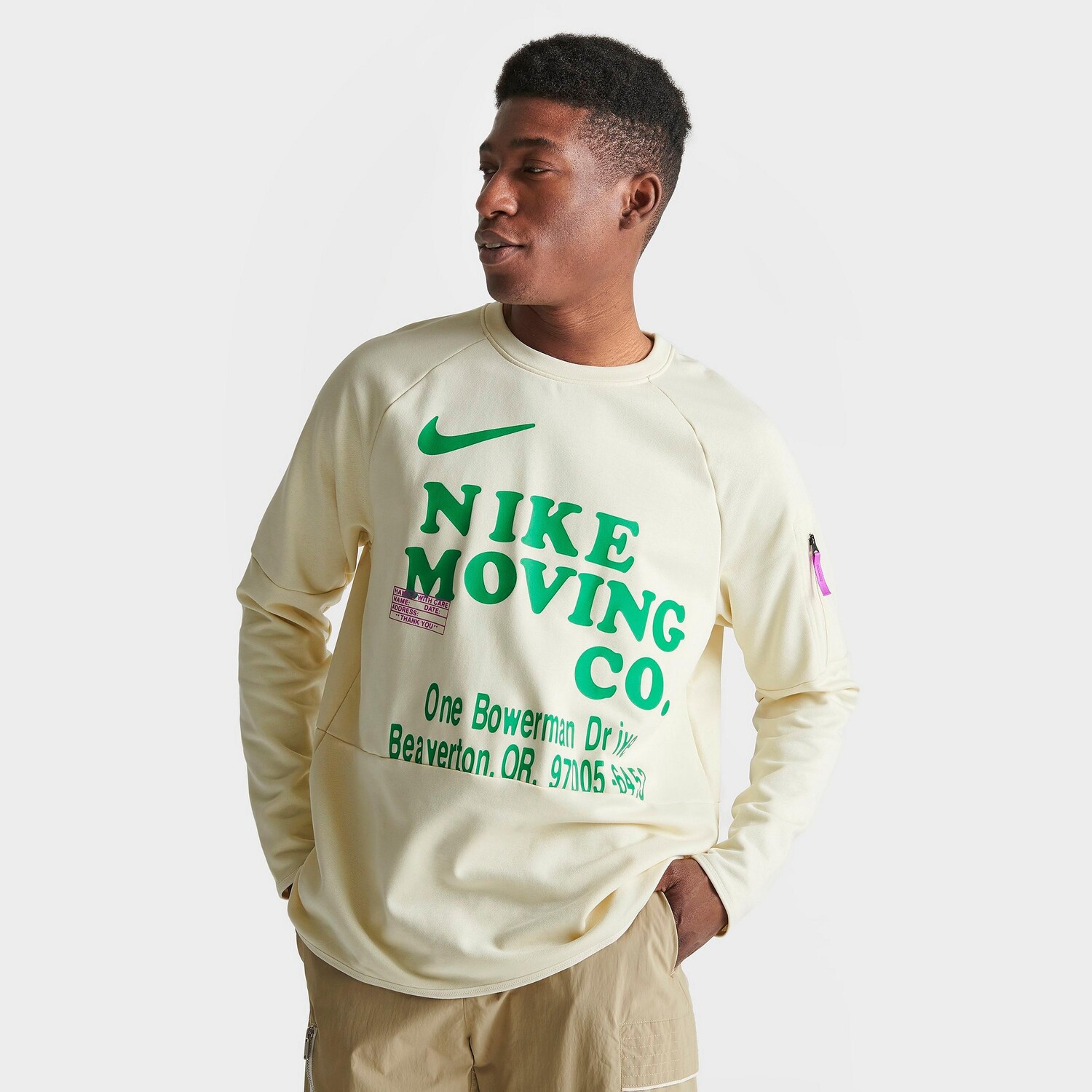 

Мужская футболка с длинными рукавами Nike Moving Company Graphic Dri-FIT, кремовый