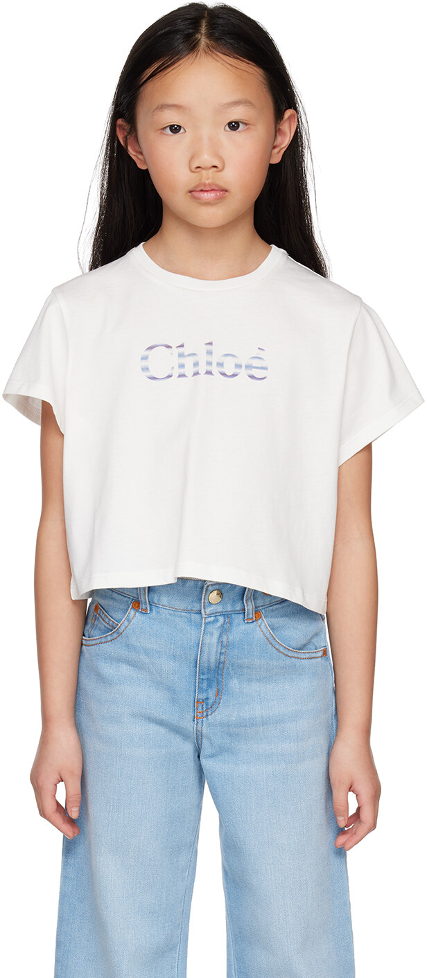 

Детская белая футболка с принтом Chloé