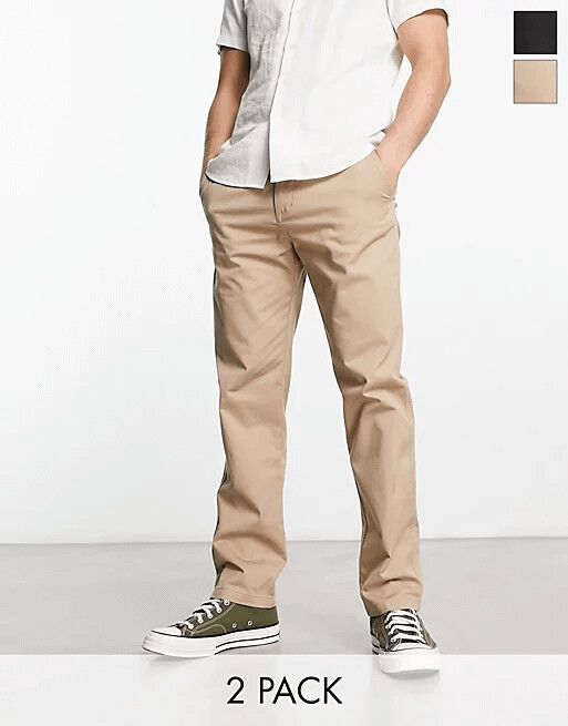 

Комплект брюк Pull&Bear Chinos, 2 пары, бежевый/черный