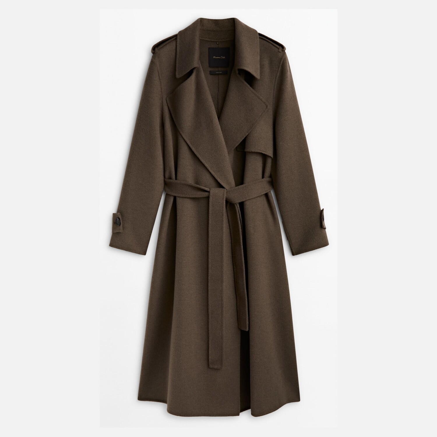 

Пальто-тренч Massimo Dutti Long Wool Blend, серо-коричневый