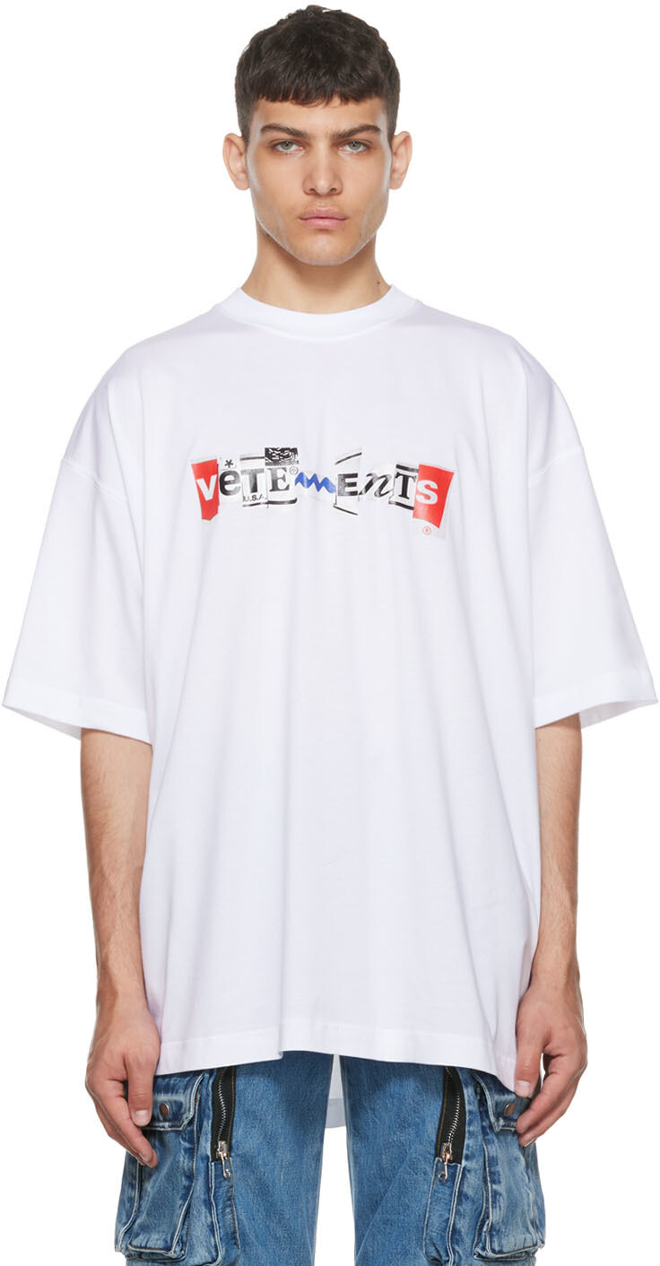 

Белая смешанная футболка VETEMENTS