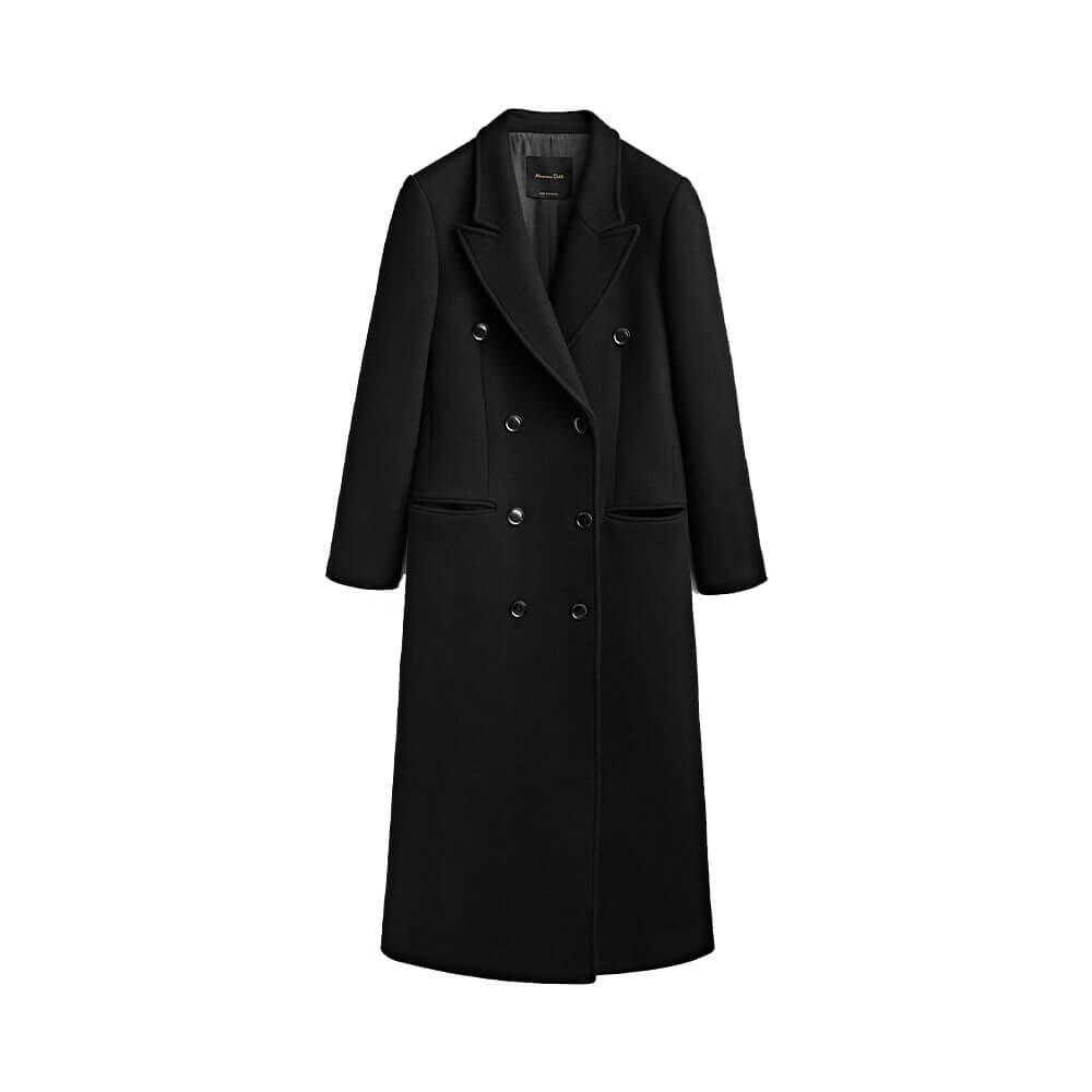 

Пальто Massimo Dutti Long Black Double-breasted, чёрный