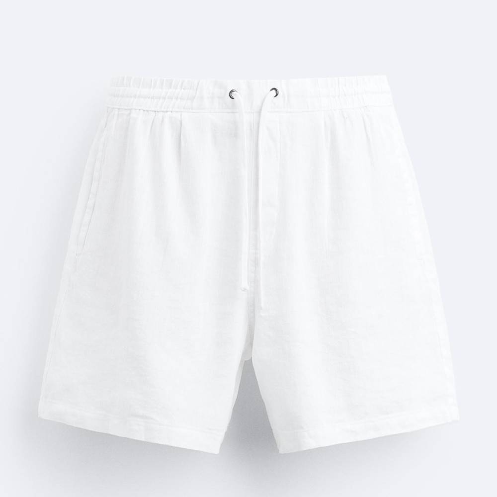 Шорты Zara Linen - Cotton, белый футболка zara cotton and linen белый