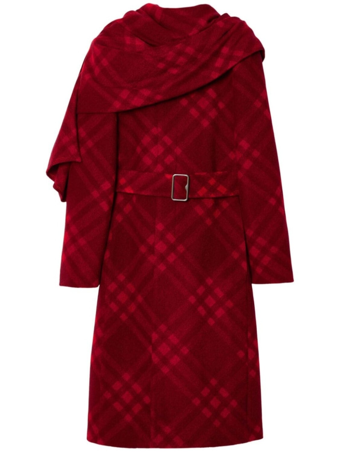 

Burberry клетчатое пальто с драпировкой, красный