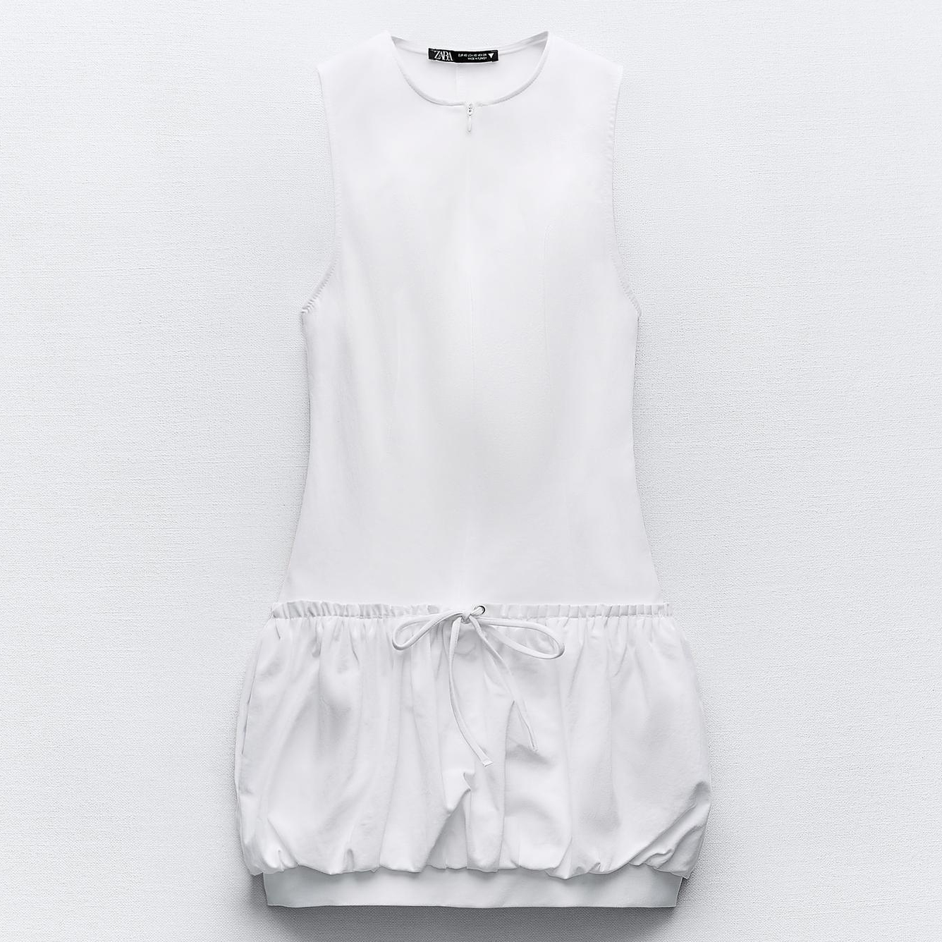 Платье Zara Playsuit With Balloon Skirt, белый