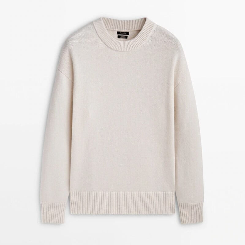 

Свитер Massimo Dutti Knit Crew Neck Boxy-Fit, бежевый