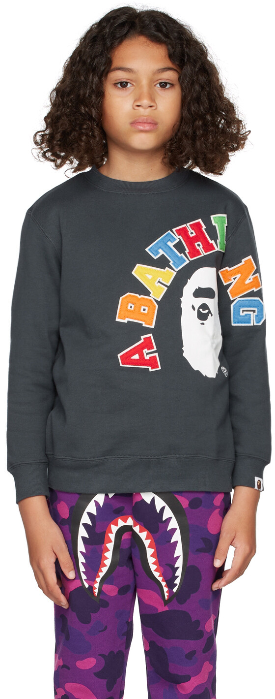 

Детская серая толстовка с нашивкой Ape Head College BAPE
