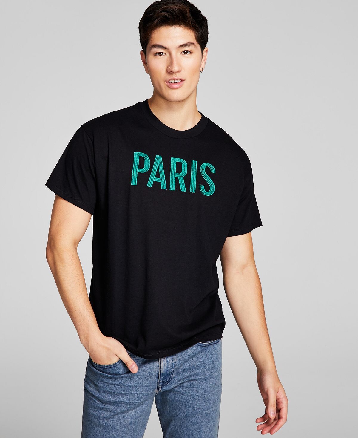 

Мужская футболка свободного кроя с вышивкой paris And Now This