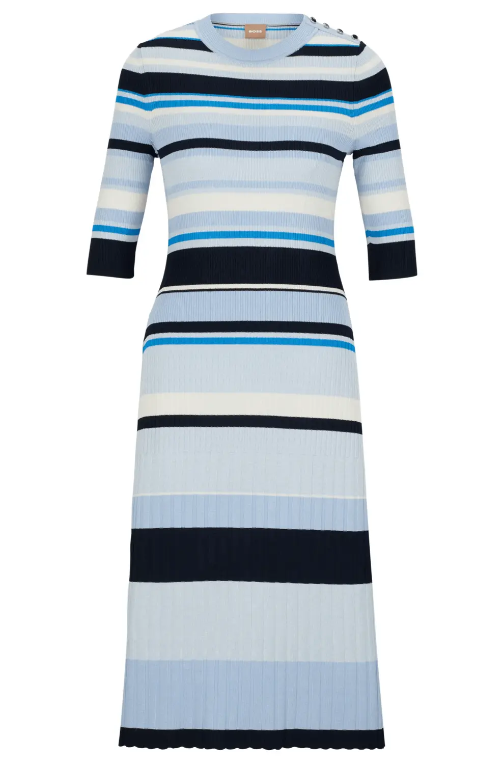 

Платье BOSS Ribbed-Knit With Button Trim, мультиколор