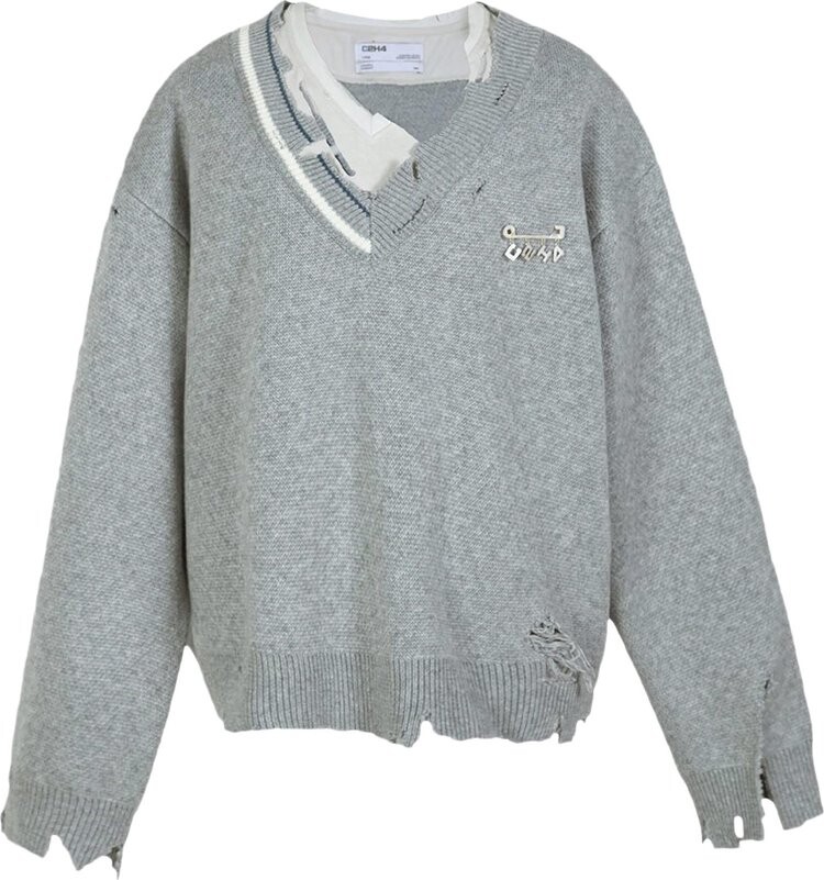 

Свитер C2H4 Distressed Knit Layered Sweater 'Grey', серый