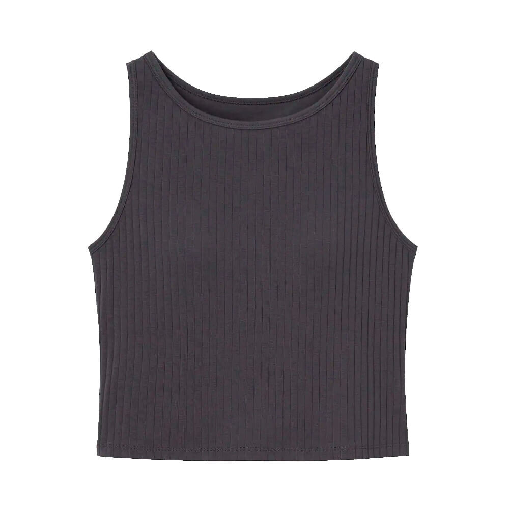 

Топ Uniqlo Cropped Ribbed, тёмно-серый