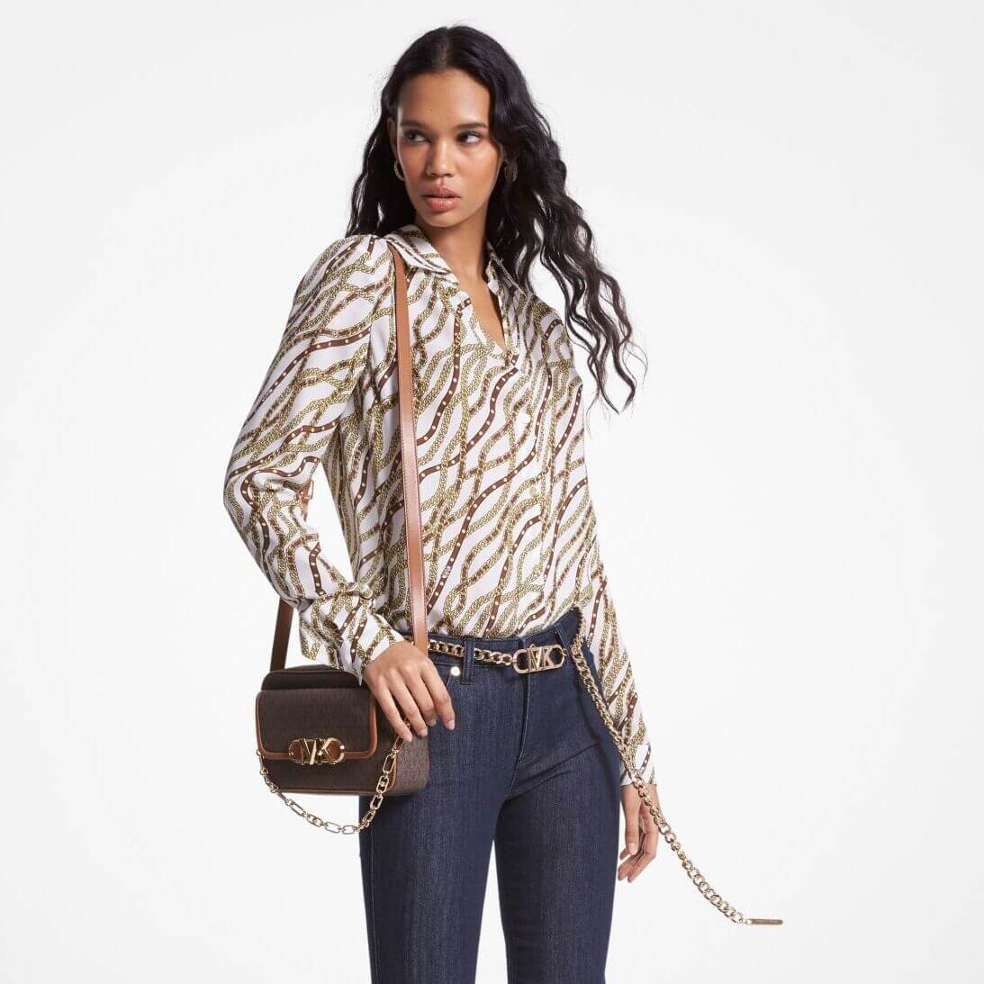 

Блуза Michael Michael Kors Status Print Georgette, белый